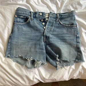 Agolde Blue Jean Shorts Distressed Cut-Off Style